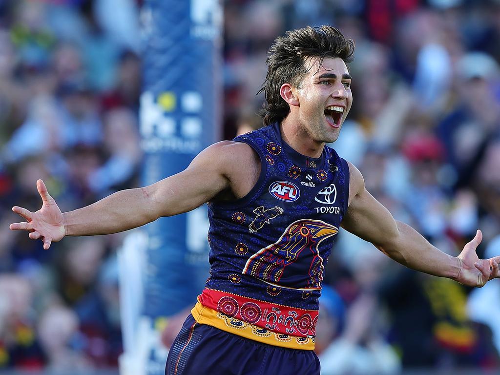 The young Crow enjoys a goal. Picture: Getty Images