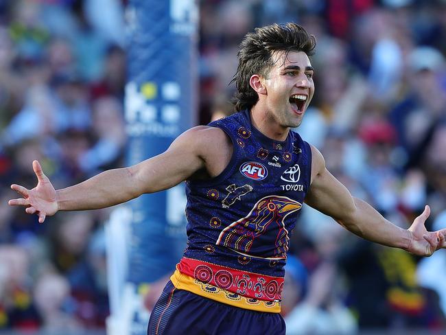 The young Crow enjoys a goal. Picture: Getty Images