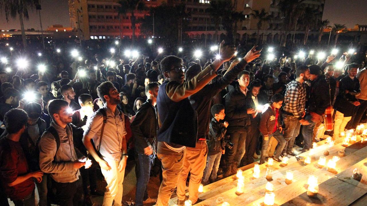 Libyans attend a candlelit concert marking Earth Hour in Benghazi, Libya on March 25, 2017. Picture: AFP