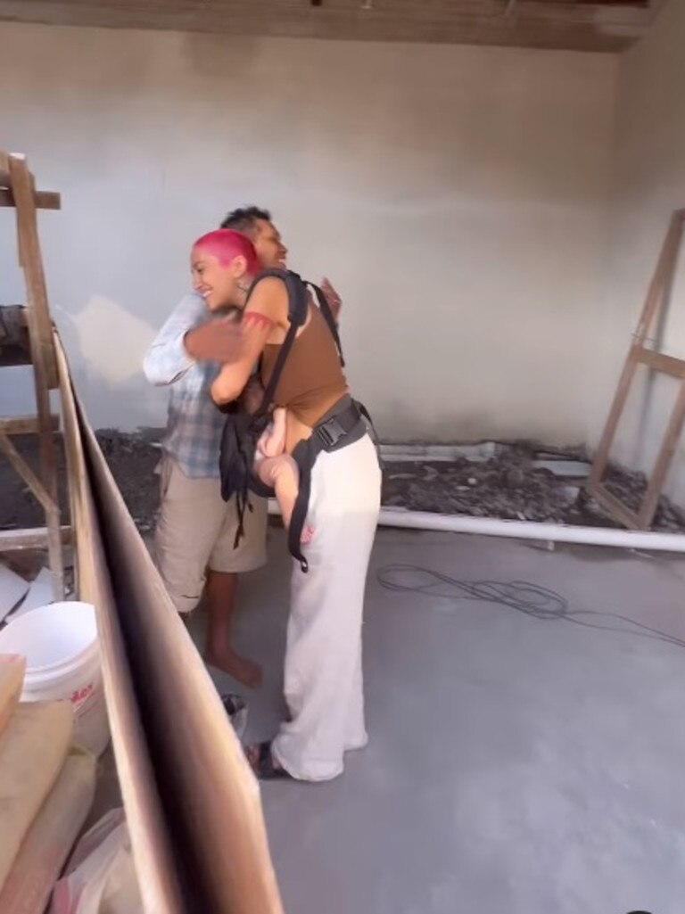 She was seen embracing the builder in an emotional video. Picture: Instagram/honeyahimsa