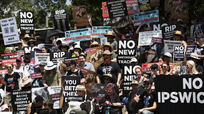 A protest was held against the new greyhound track set for Ipswich in February.