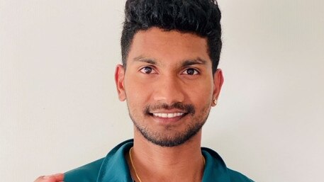 East Coburg hat-trick bowler Satheesh Sivakumaran Fernandu.