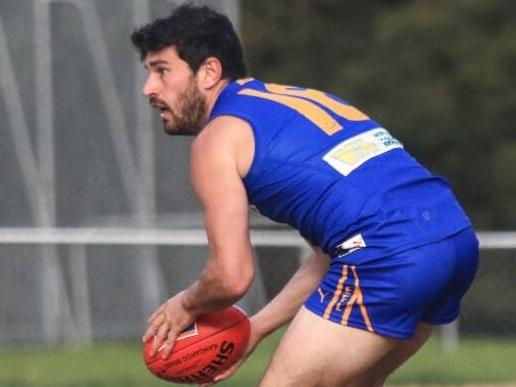 Heathmont footballer Matt Decler in action in the Eastern Football League (EFL). Picture: Davis Harrigan