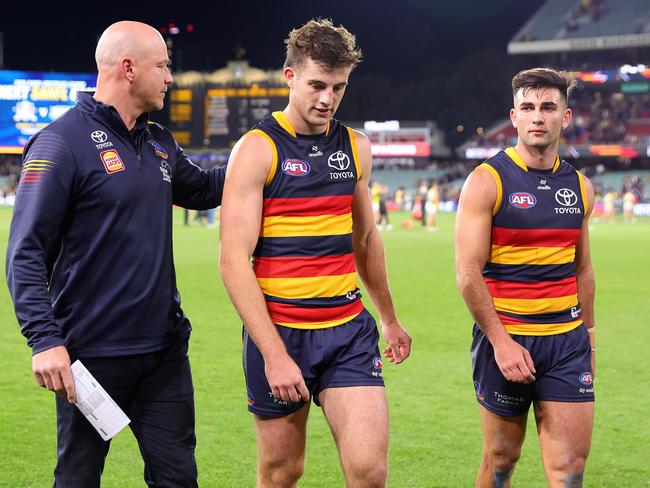 Adelaide are under the pump. (Photo by Sarah Reed/AFL Photos via Getty Images)