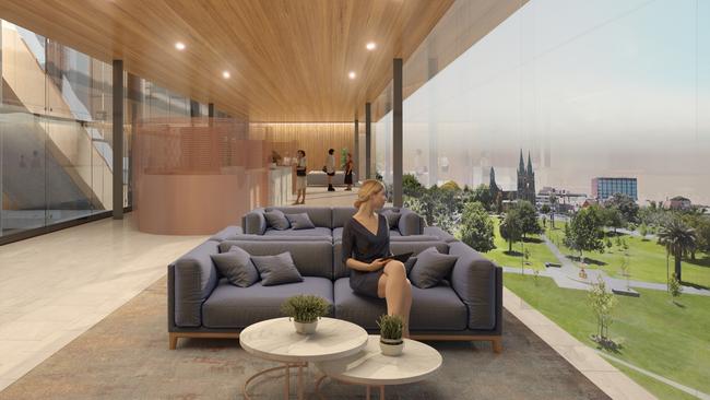 Artist impression of the interior of the proposed Adelaide Oval hotel.