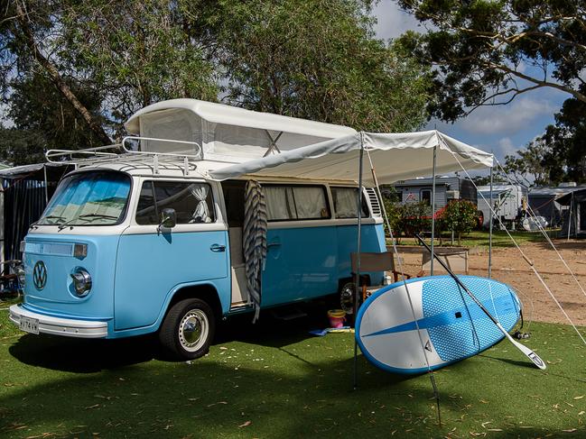 A kombi van with extras available for rent on Camplify