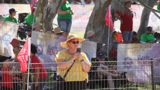 Punters from far and wide enjoying the Henley on Todd in Alice Springs, Saturday, August 17, 2024. Picture: Gera Kazakov