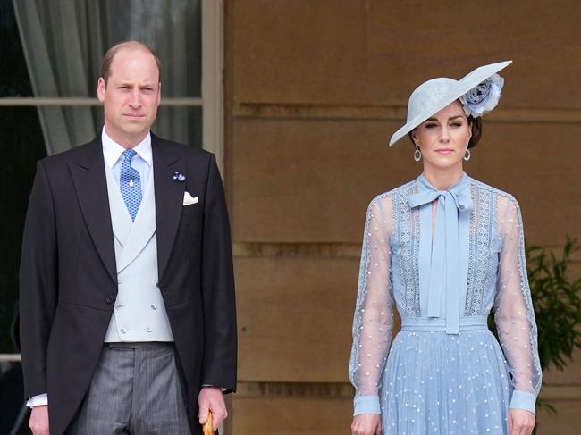 Prince William and Kate Middleton at a Garden Party at Buckingham Palace. Picture: Jonathan Brady/AFP