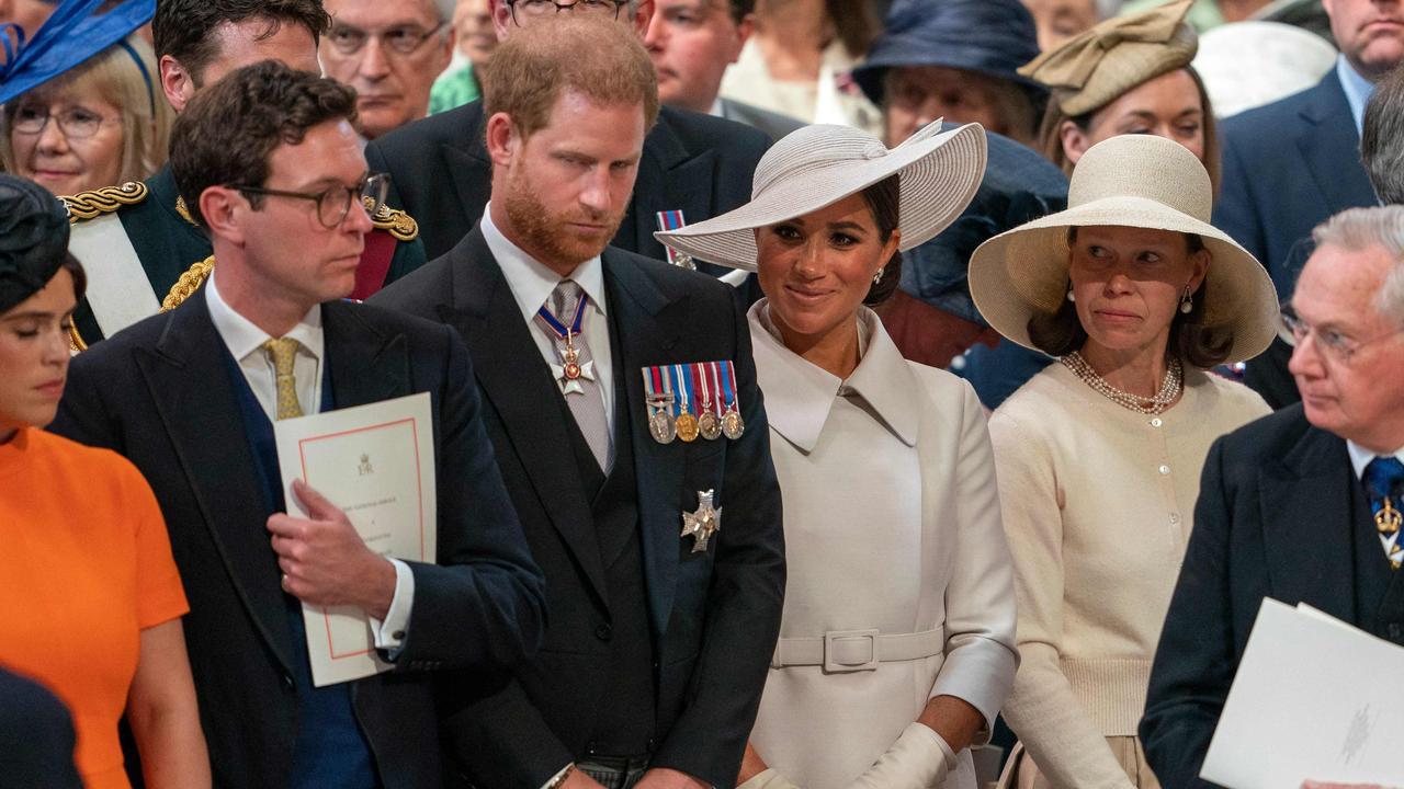Throughout the service Meghan’s poise never wavered. Picture: Arthur Edwards/Pool/AFP