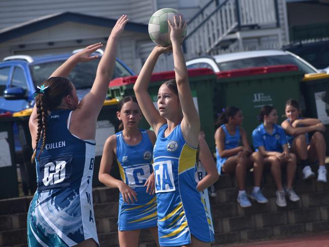 Action from Rockhampton Netball's annual Sullivan's Carnival at Jardine Park, Rockhampton, on May 24, 2025.