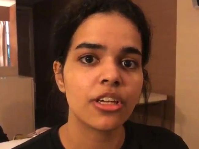 TOPSHOT - This screen grab from a video released to AFPTV via the Twitter account of Rahaf Mohammed al-Qunun on January 7, 2019 shows a still of Qunun speaking in Bangkok on January 7. - Rahaf Mohammed al-Qunun held at Bangkok airport said she would be killed if she was repatriated by Thai immigration officials, who confirmed the 18-year-old was denied entry to the country on January 6. Qunun told AFP she was stopped by Saudi and Kuwaiti officials when she arrived in Suvarnabhumi airport in Bangkok and her travel document was forcibly taken from her, a claim backed by Human Rights Watch. (Photo by Handout / Courtesy of Rahaf Mohammed al-Qunun / AFP) / -----EDITORS NOTE --- RESTRICTED TO EDITORIAL USE - MANDATORY CREDIT "AFP PHOTO / TWITTER / Courtesy of Rahaf Mohammed al-Qunun" - NO MARKETING - NO ADVERTISING CAMPAIGNS - DISTRIBUTED AS A SERVICE TO CLIENTS - NO ARCHIVES