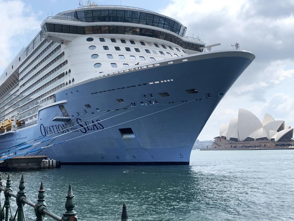 Royal Caribbean cruise liner Ovation of the Seas docked in Sydney following the White Island disaster. Picture: Benedict Brook /ews.com.au