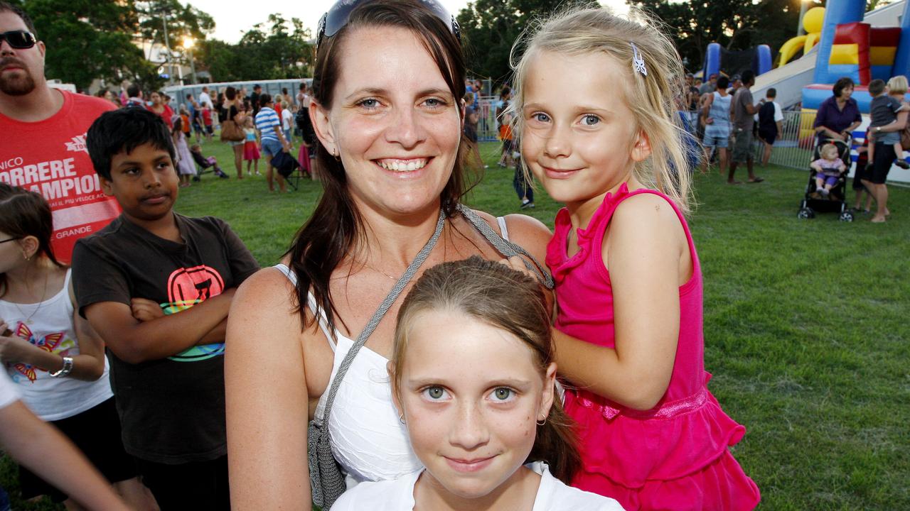 2010: New Years celebrations in Timothy Moloney Park in Ipswich. Amanda Hey of Fernvale with her daughters. Photo: David Nielsen