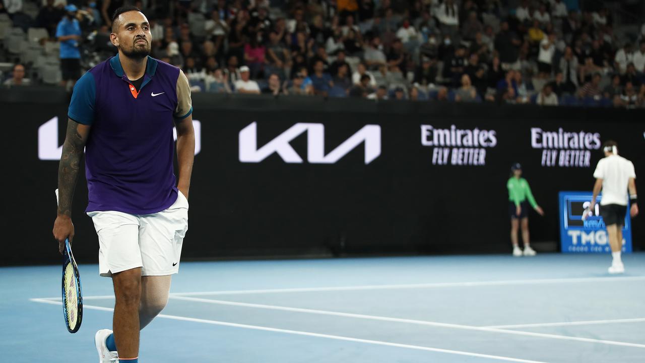 Nick Kyrgios was two sets up and had a break opportunity early in the third set - but Dominic Thiem somehow recovered. (Photo by Daniel Pockett/Getty Images)