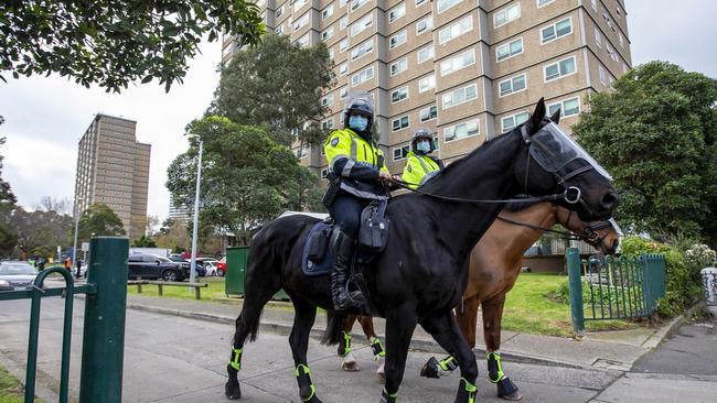 Multiple public housing locations in Melbourne were forced into lockdown by the government due to COVID-19. Picture: Tim Carrafa