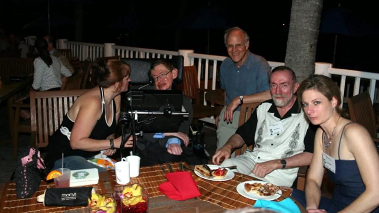 Stephen Hawking enjoys a barbecue on Jeffrey Epstein's Caribbean island, Little St. James. Picture: Tim Stewart News