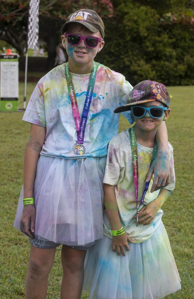 Brayden Thorn and Rhylea Gallate at the Mackay Colour Run 2021. Picture: Michaela Harlow