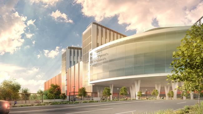 Artist impression showing the front of the new Women’s and Children’s Hospital in Adelaide. Picture: SA Government