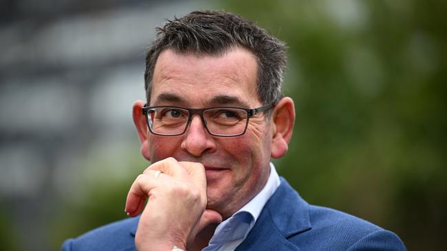 Victorian Premier Daniel Andrews during his press conference on Tuesday to announce the cancellation of the 2026 Commonwealth Games. Picture: AAP