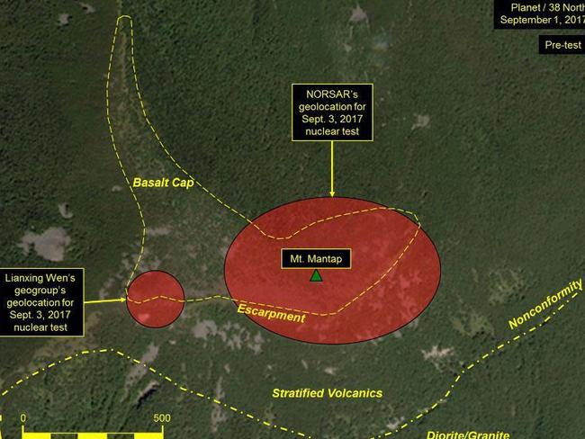 Scientists have issued warnings over the Punggye-ri nuclear test site in recent weeks. Picture: Planet Labs Inc