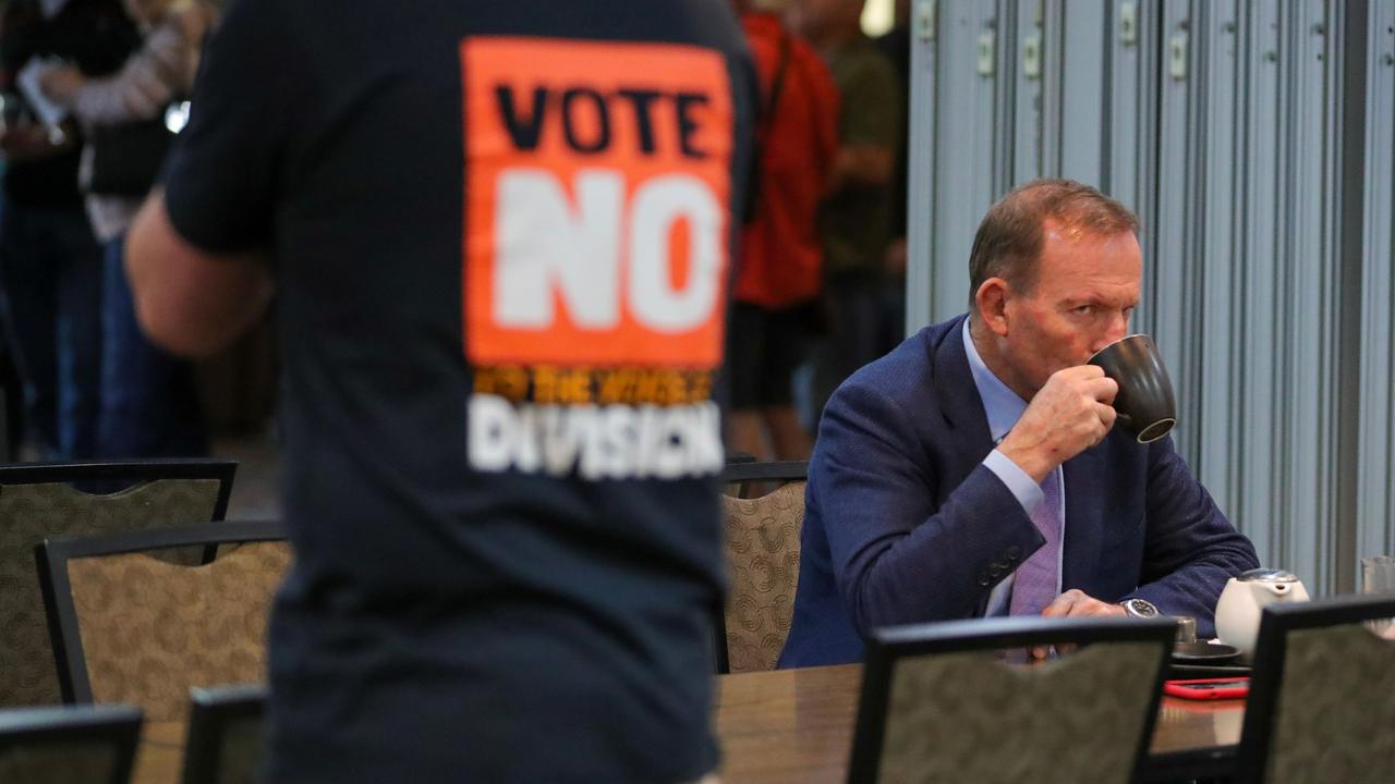 Tony Abbott at a Vote No event in Newcastle. Picture: Getty