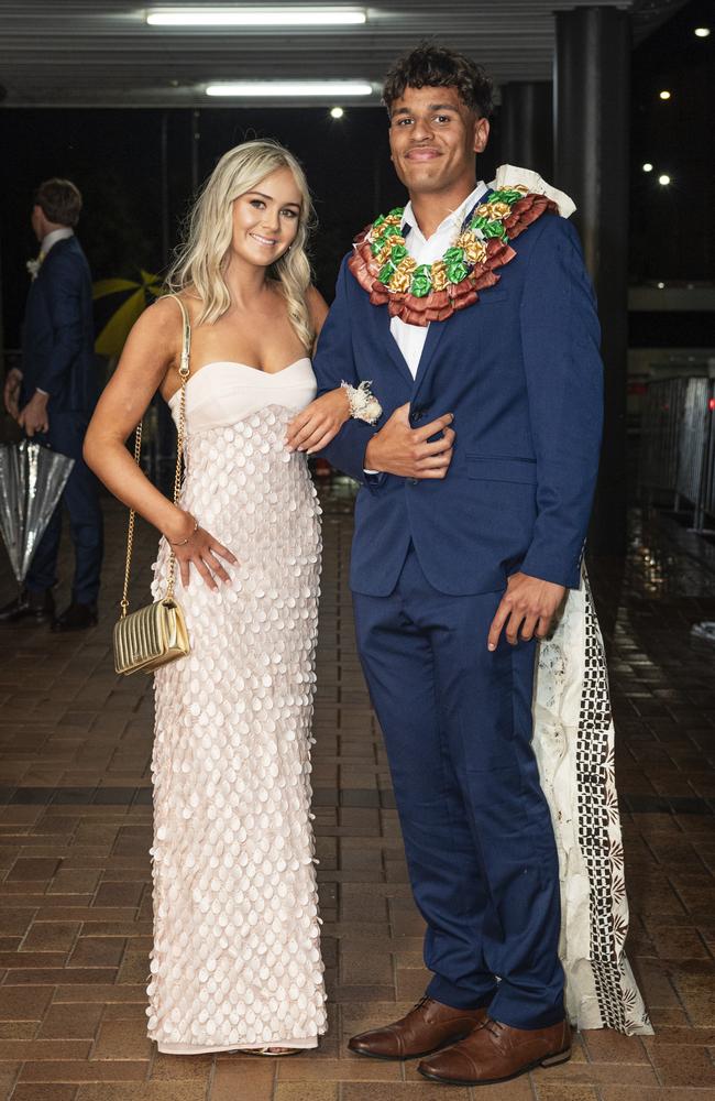 Chelsea Gladwin partners Ili Baravilala to the Toowoomba Grammar School formal at Rumours International, Wednesday, November 13, 2024. Picture: Kevin Farmer