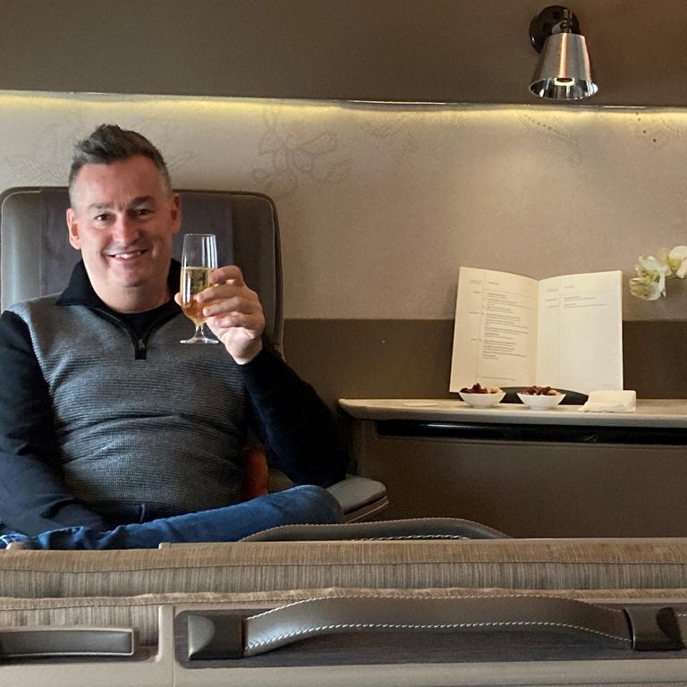 Michael Dixon, 58, on board Singapore Airlines’ award-winning first class cabin.