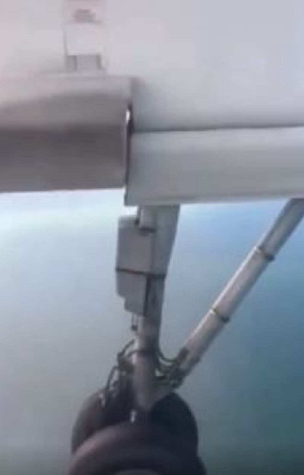 View of the landing gear from on board. Picture: 7 News