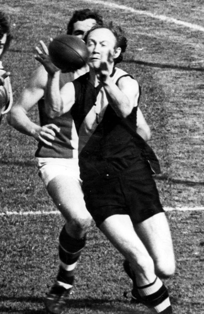 Kevin Bartlett in 1973. The famous yellow sash on the Richmond jumper was widened for the 1975 season, when colour television was introduced to Australia. Picture News Corp Australia