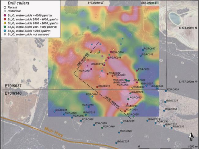 Narryer has hit high grades of rare earths and scandium. Pic: NYM