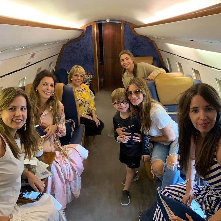 Sofia Vergara and friends board a private plane to jet out of danger.