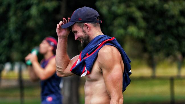 Melbourne coach Simon Goodwin has not spoken to Joel Smith (pictured) since it emerged the forward had tested positive to cocaine during round 23. Picture: Tess Gellie