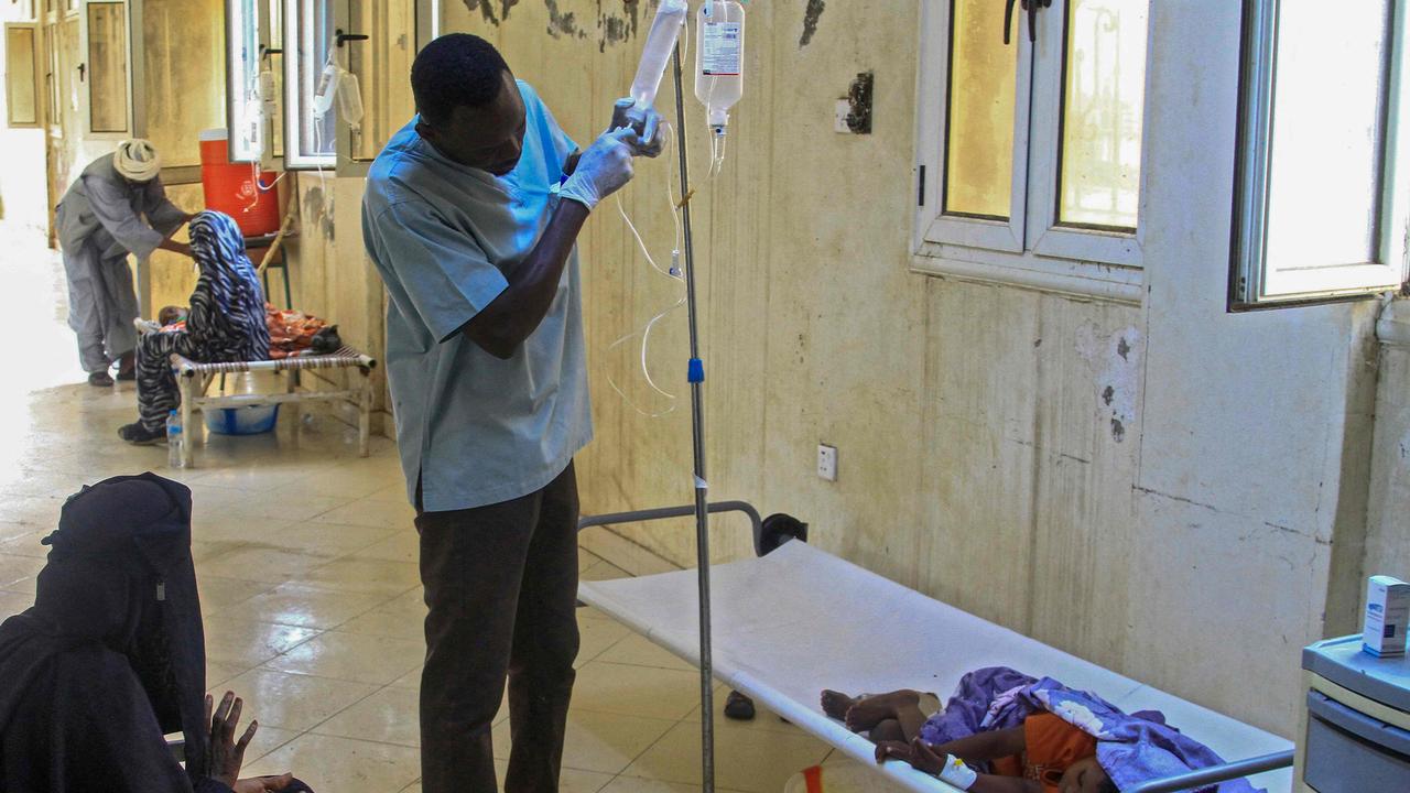 A medic treats a child in Wad Al-Hilu in Kassala state in eastern Sudan. Picture: AFP