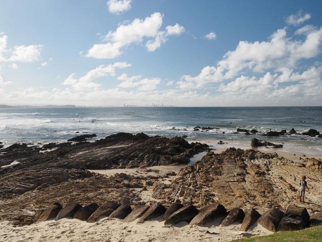 Snapper Rocks pictured in the aftermath of ex-Tropical Cyclone Alfred. Picture: Debbie Cowles, Facebook