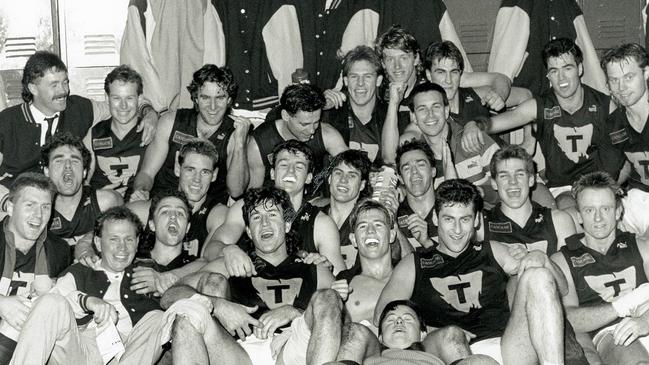 The victorious Tasmanian State of Origin Team in 1990, with coach Robert Shaw at back left. Picture: ROBIN LANE