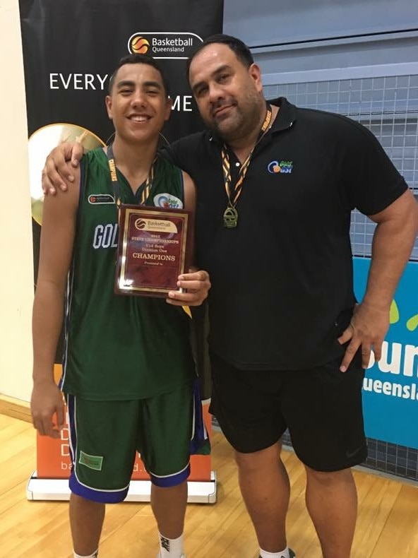 Flynn Cameron and dad Pero Cameron at the 2017 Queensland State Championships.