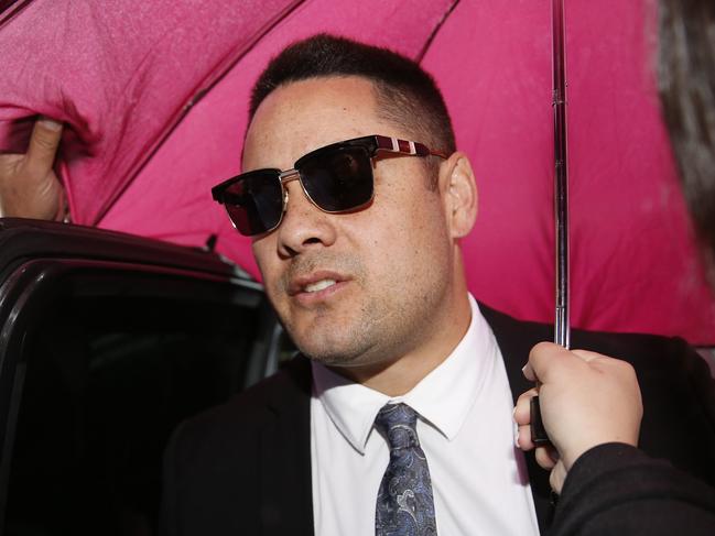 Jarryd Hayne arrives at Newcastle Court in Newcastle, Thursday, May 6, 2021. Former NRL star Jarryd Hayne is due to face a sentence hearing after being found guilty of sexually assaulting a woman in 2018. (AAP Image/Darren Pateman) NO ARCHIVING
