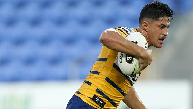 Dylan Brown on the run for the Eels. Picture: Dave Hunt/AAP