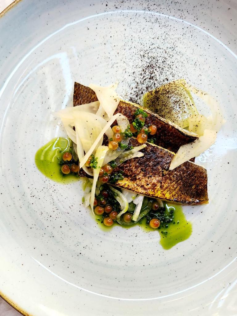 Coorong mullet, leek, onions, roe at Temperance. Picture: Supplied