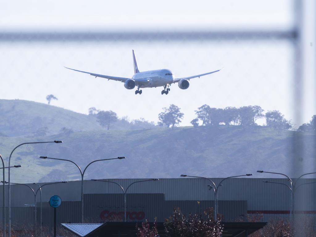 A repatriation flight from Delhi lands in Canberra on May 15, 2020. Australia has now announced it was suspending flights from India. Picture: Rohan Thomson/Getty Images