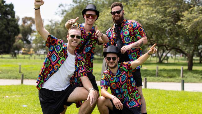 One group of friends opted for matching shirts. Picture: NCA NewsWire / Diego Fedele