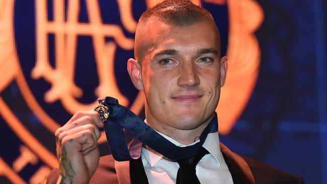 Dustin Martin with his Brownlow Medal. Picture: AAP Images