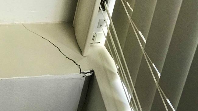 A crack inside one of the apartments. Picture: Nick Hansen