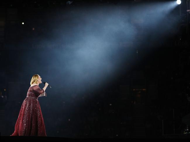 Adele performs before an enraptured crowd at Etihad Stadium in Melbourne. Picture: Graham Denholm/Getty Images