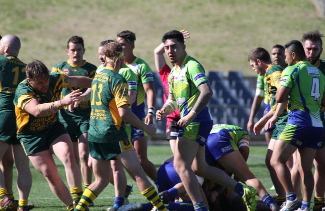 Tensions boiled over in the Group 6 CRL reserve grade grand final on Sunday afternoon. Picture: KBC Attitude Graphics Sports Photography