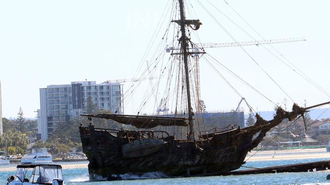 Johnny Depp filming Pirates Of The Caribbean on the Coast. Picture: INF