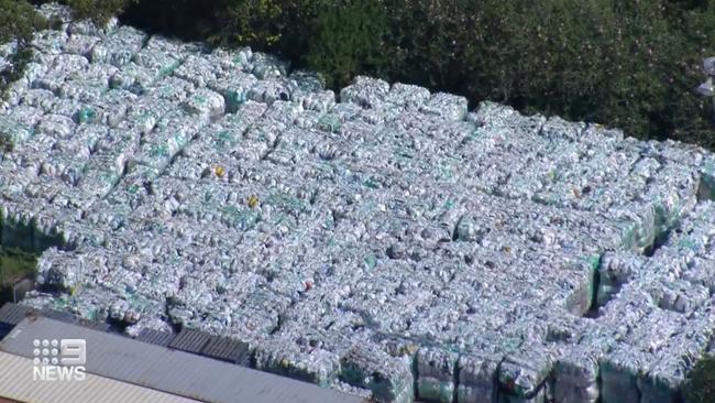 It is unclear how much plastic was stored at this facility. Picture: Nine News