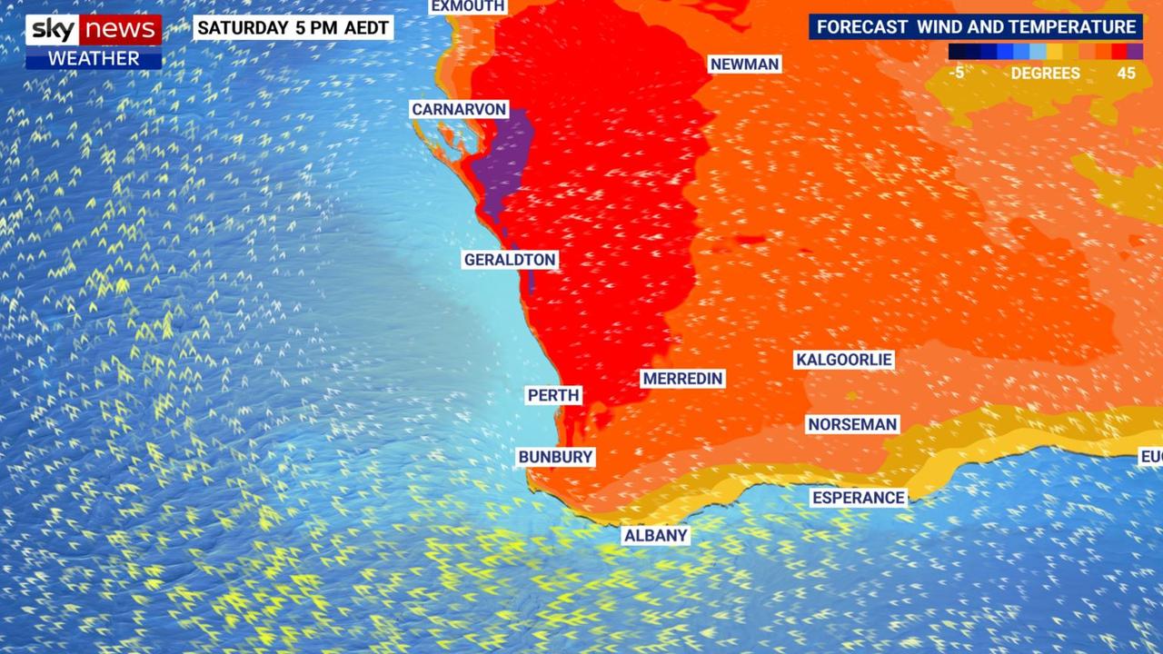 A Christmas heatwave is descending on WA. Picture: Sky News Weather.