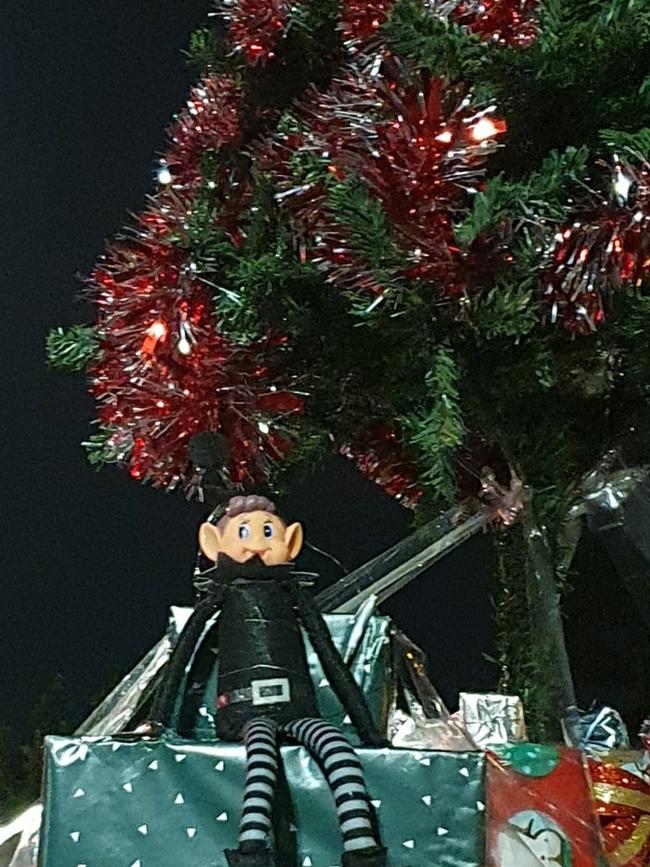 An elf on the tree placed by the Gold Coast Tinsel Bombers. Photo supplied by the original Gold Coast Tinsel Bombers.