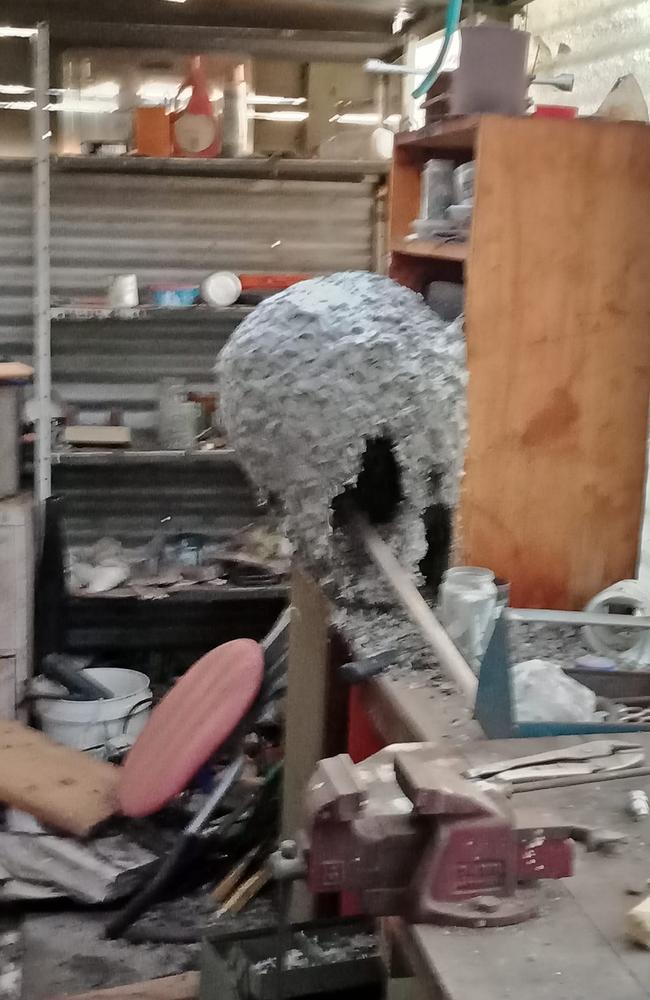 The man found the mysterious grey mass in his mother's shed. Picture: Facebook